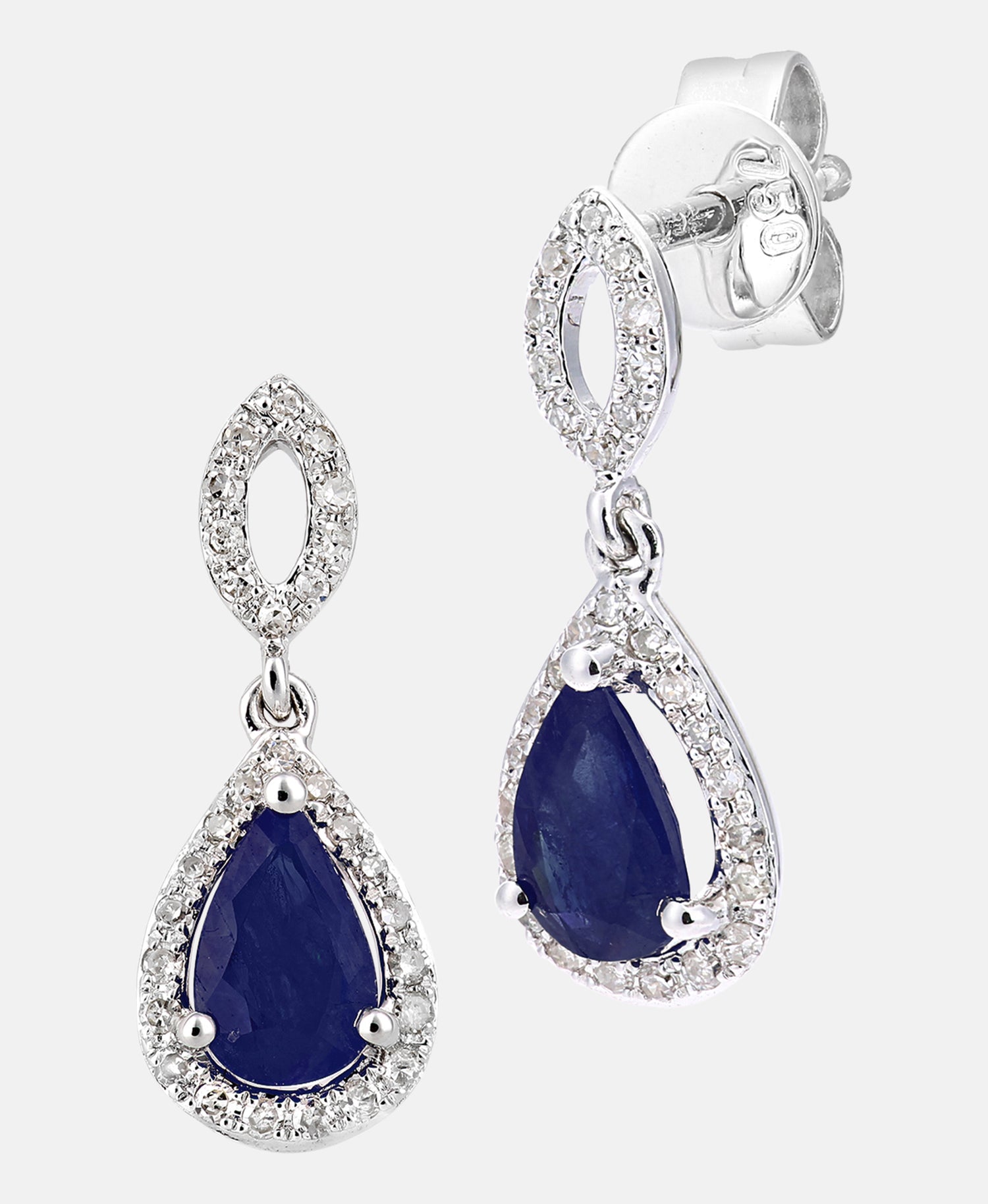 Ohrringe aus 750 Weißgold mit Diamant mit Saphir