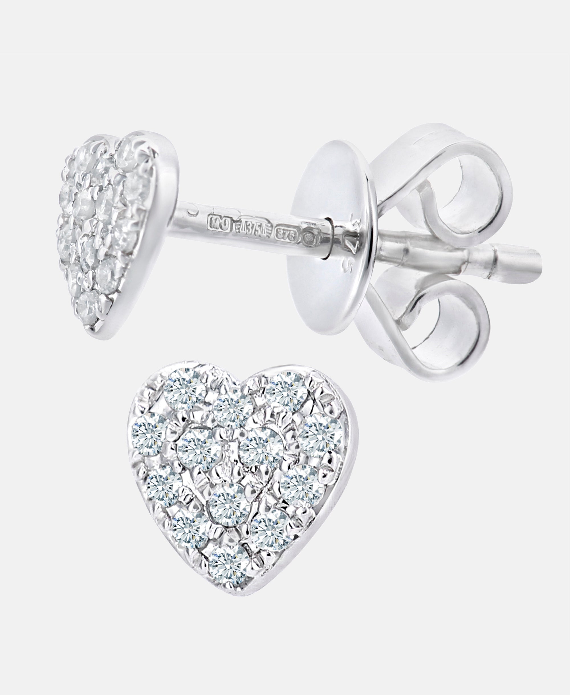 Ohrringe aus 375 Weißgold mit Diamant Herz-Design