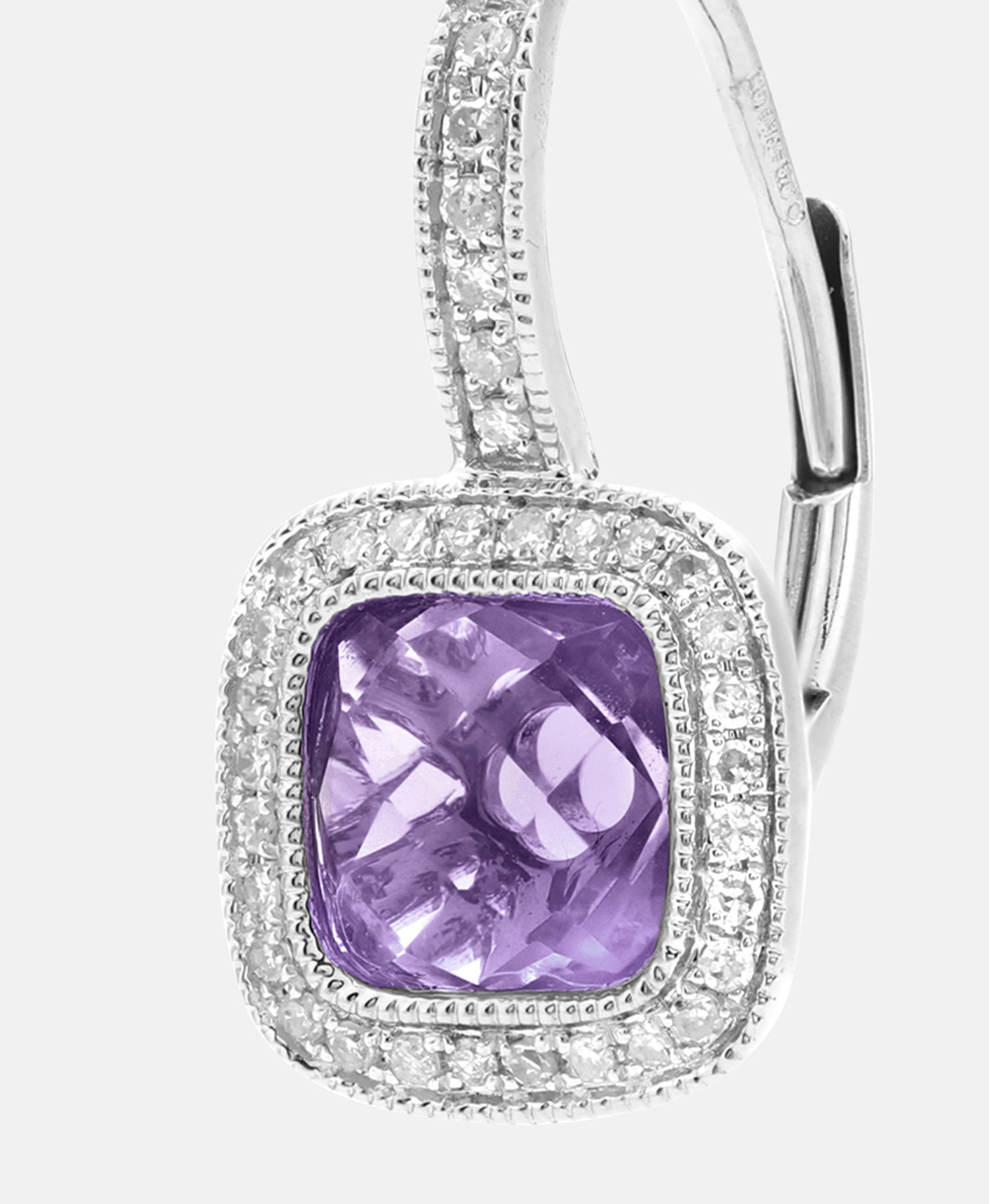Creolen aus 375 Weißgold mit Diamant mit Amethyst