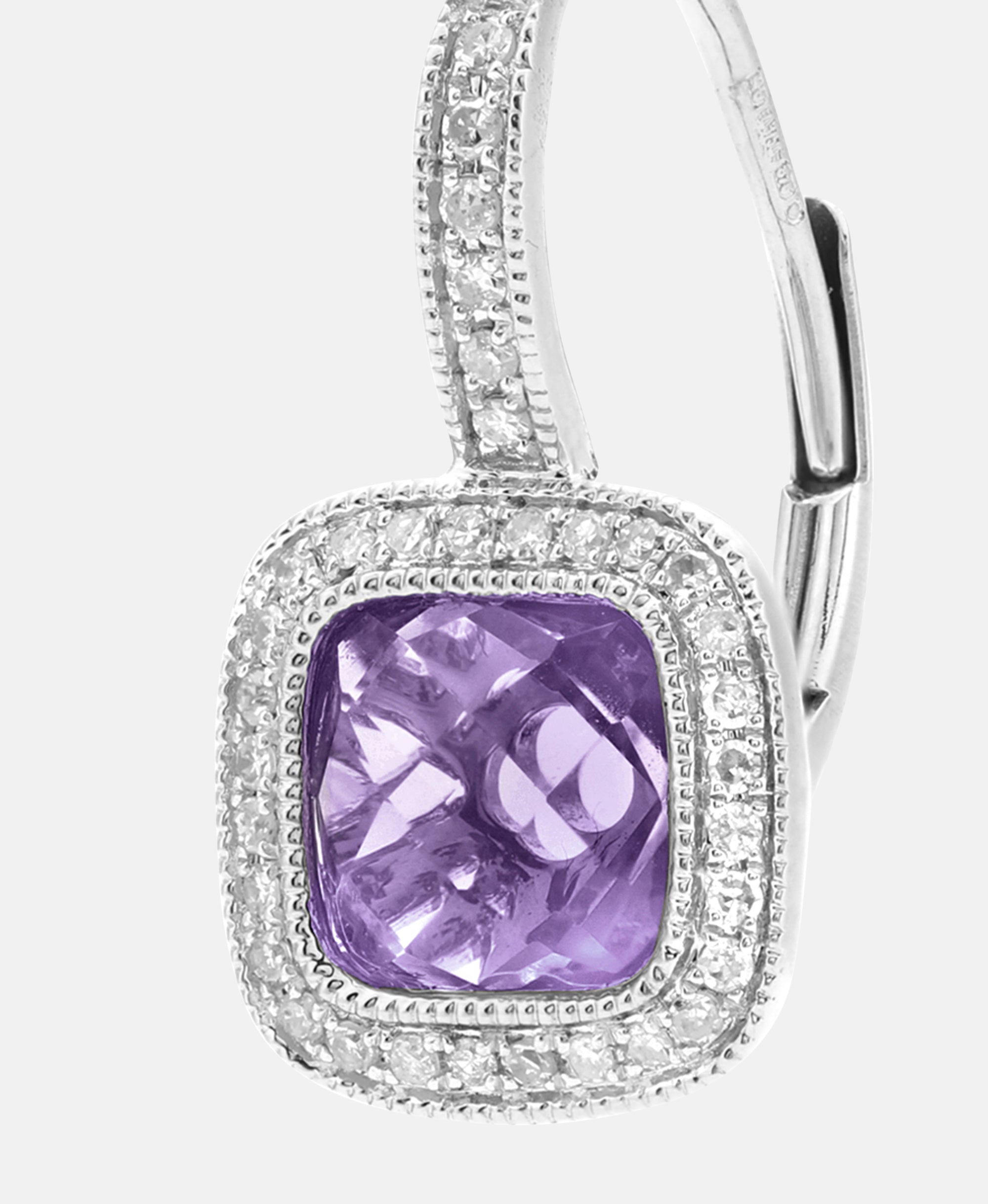 Creolen aus 375 Weißgold mit Diamant mit Amethyst