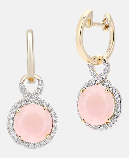 Creolen aus 375 Gelbgold mit Diamant mit Opal