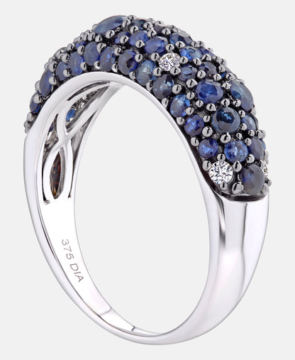Eternity-Ring aus 375 Weißgold mit Diamant mit Saphir