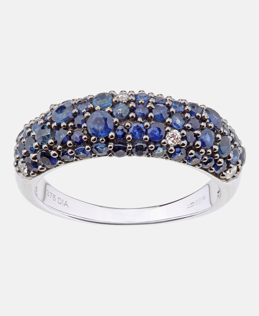 Eternity-Ring aus 375 Weißgold mit Diamant mit Saphir