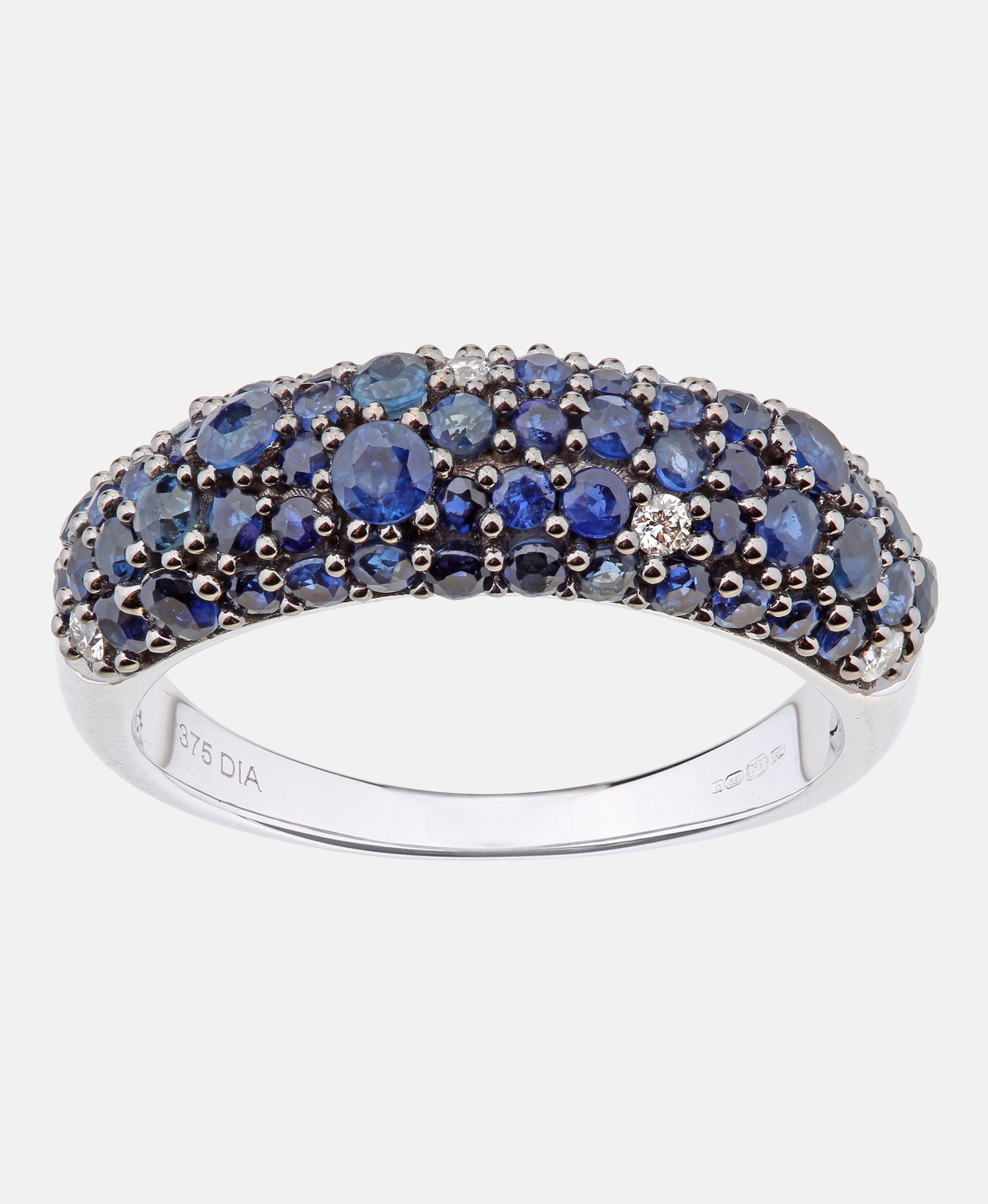 Eternity-Ring aus 375 Weißgold mit Diamant mit Saphir