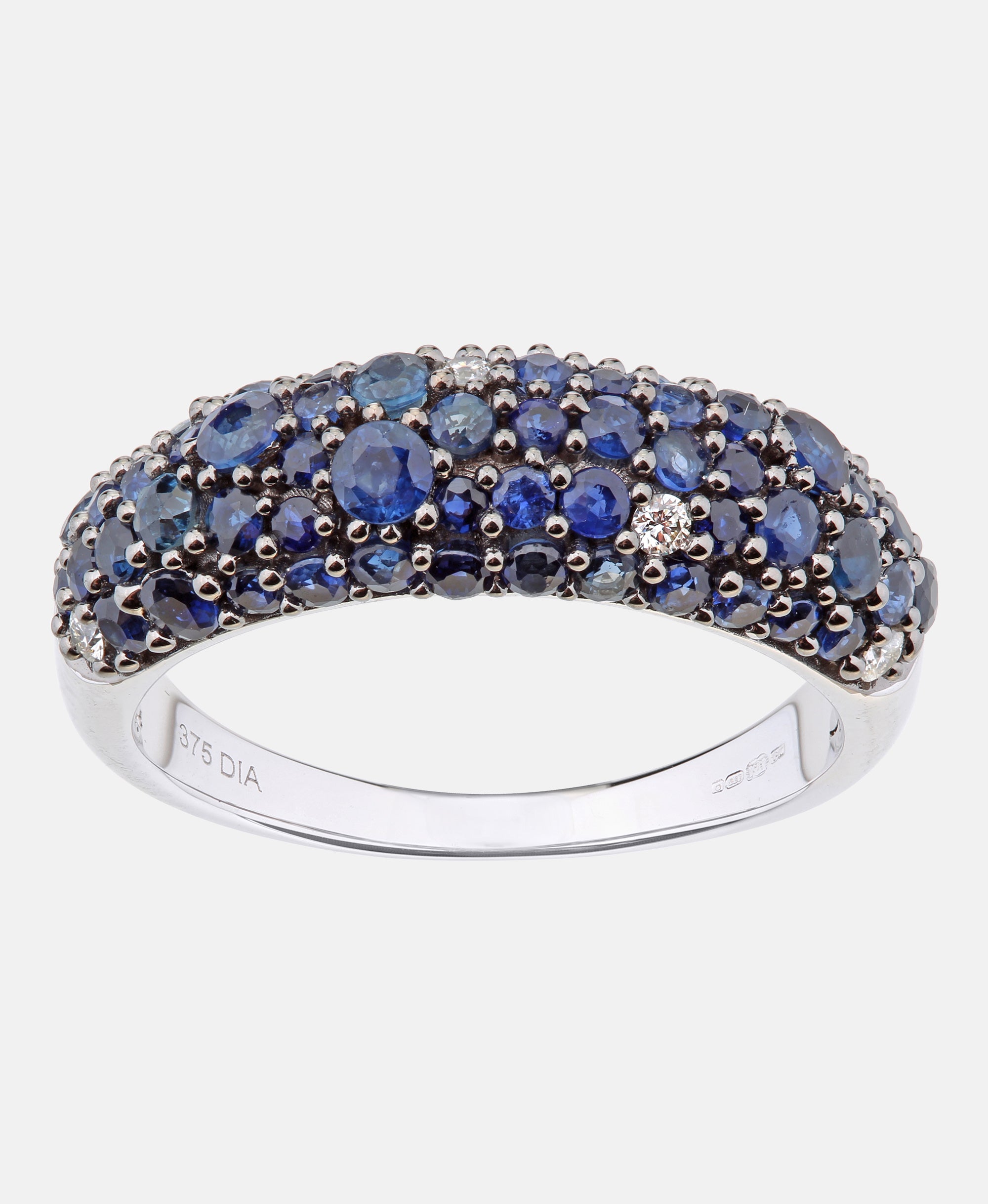 Eternity-Ring aus 375 Weißgold mit Diamant mit Saphir