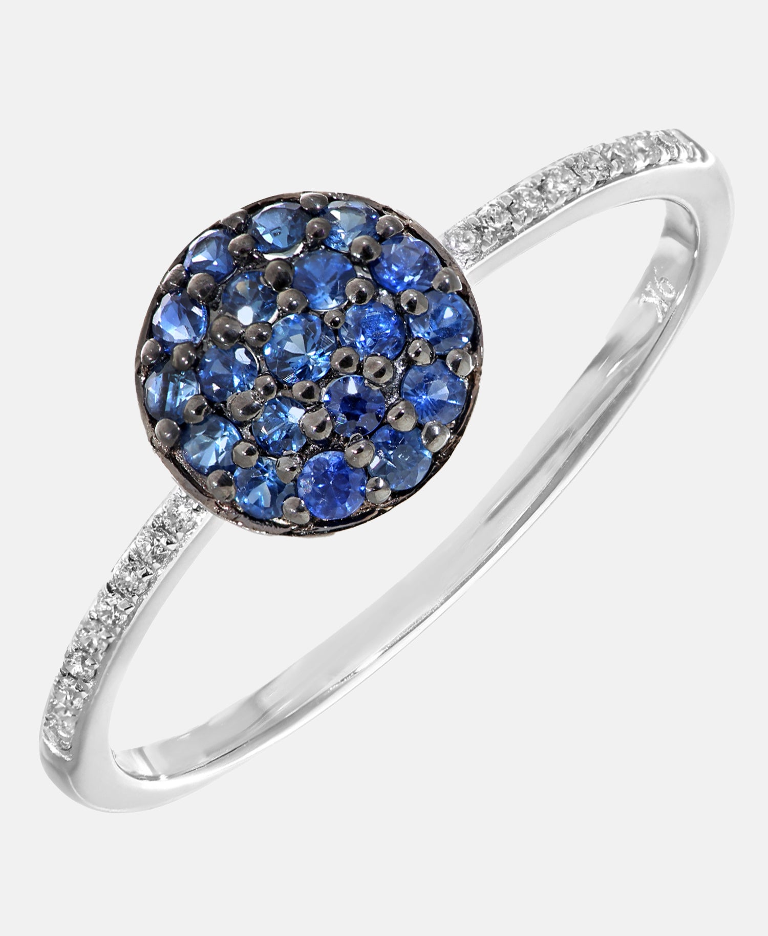 Ring aus 375 Weißgold mit 0.44 Karat Diamant mit Saphir