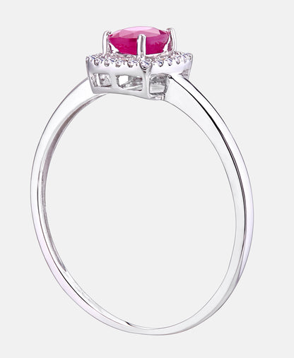 Ring aus 375 Weißgold mit Diamant mit Rubin