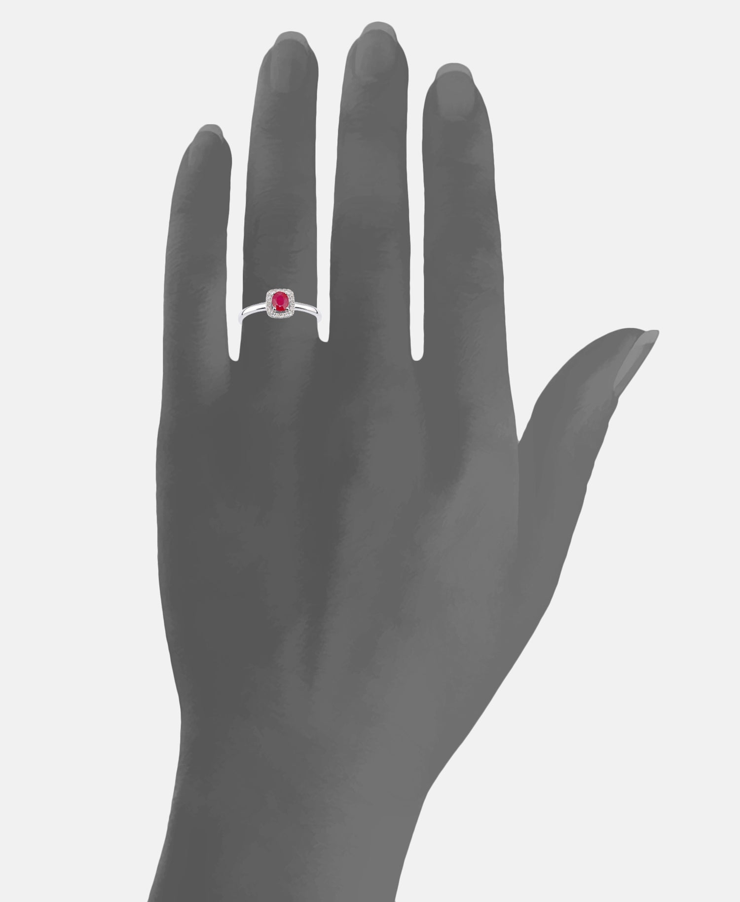 Ring aus 375 Weißgold mit Diamant mit Rubin
