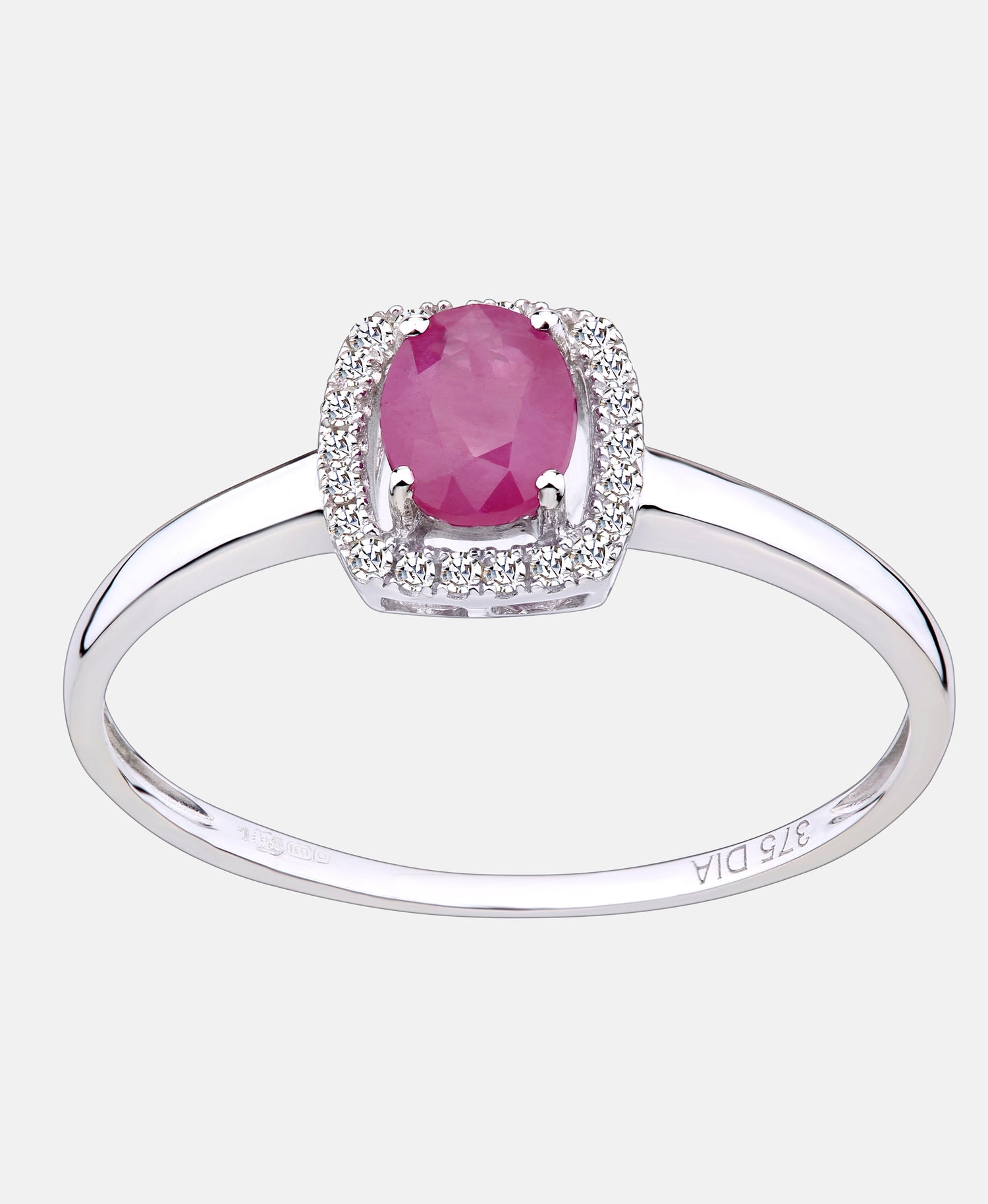 Ring aus 375 Weißgold mit Diamant mit Rubin