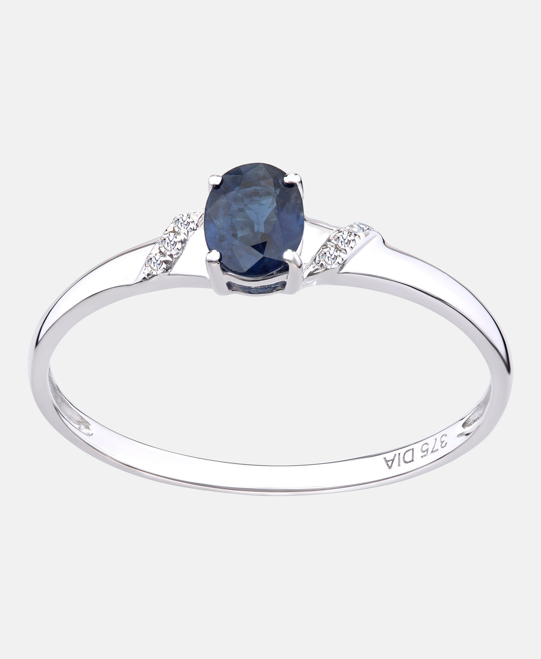 Verlobungsring aus 375 Weißgold mit Diamant mit Saphir