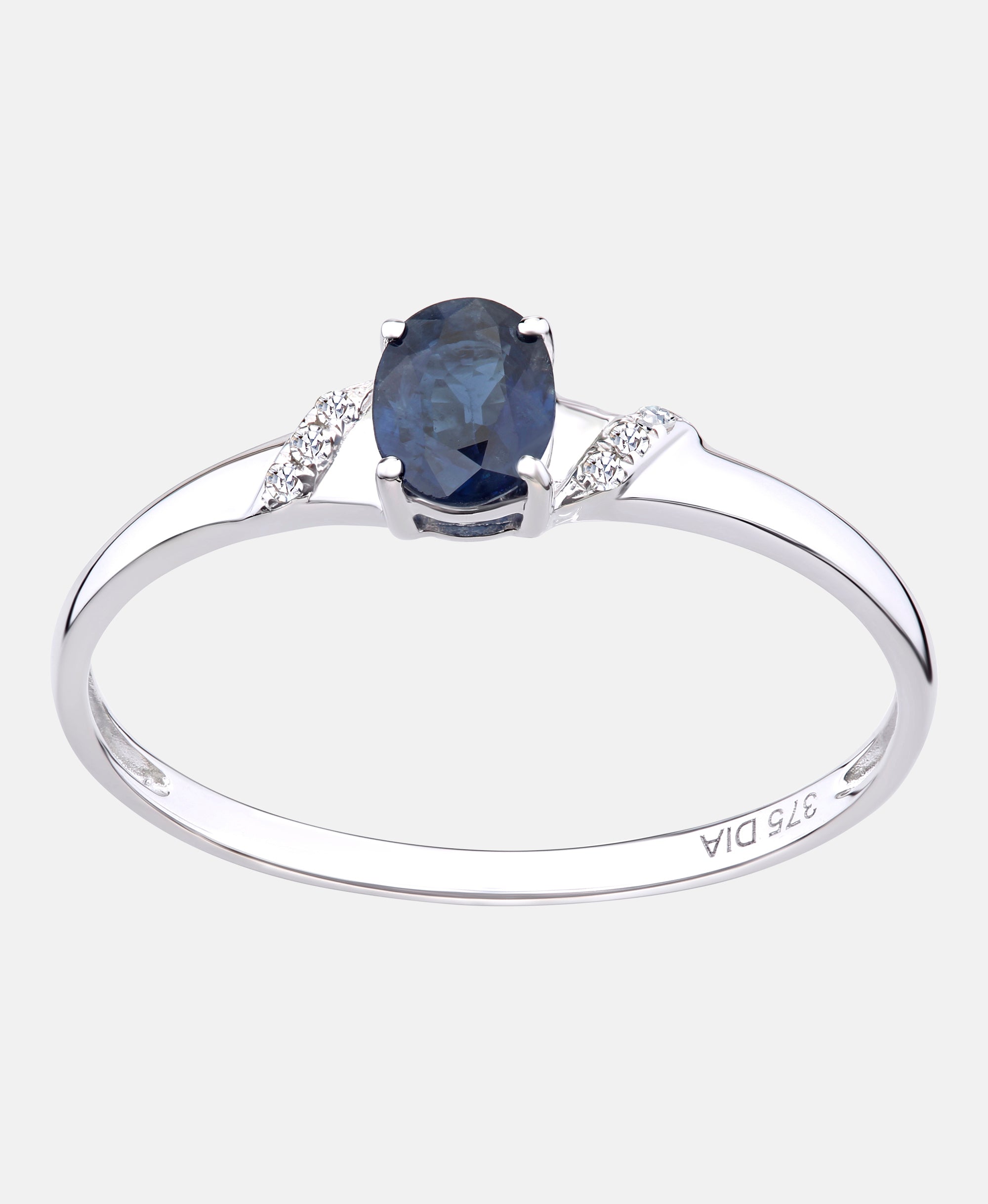 Verlobungsring aus 375 Weißgold mit Diamant mit Saphir