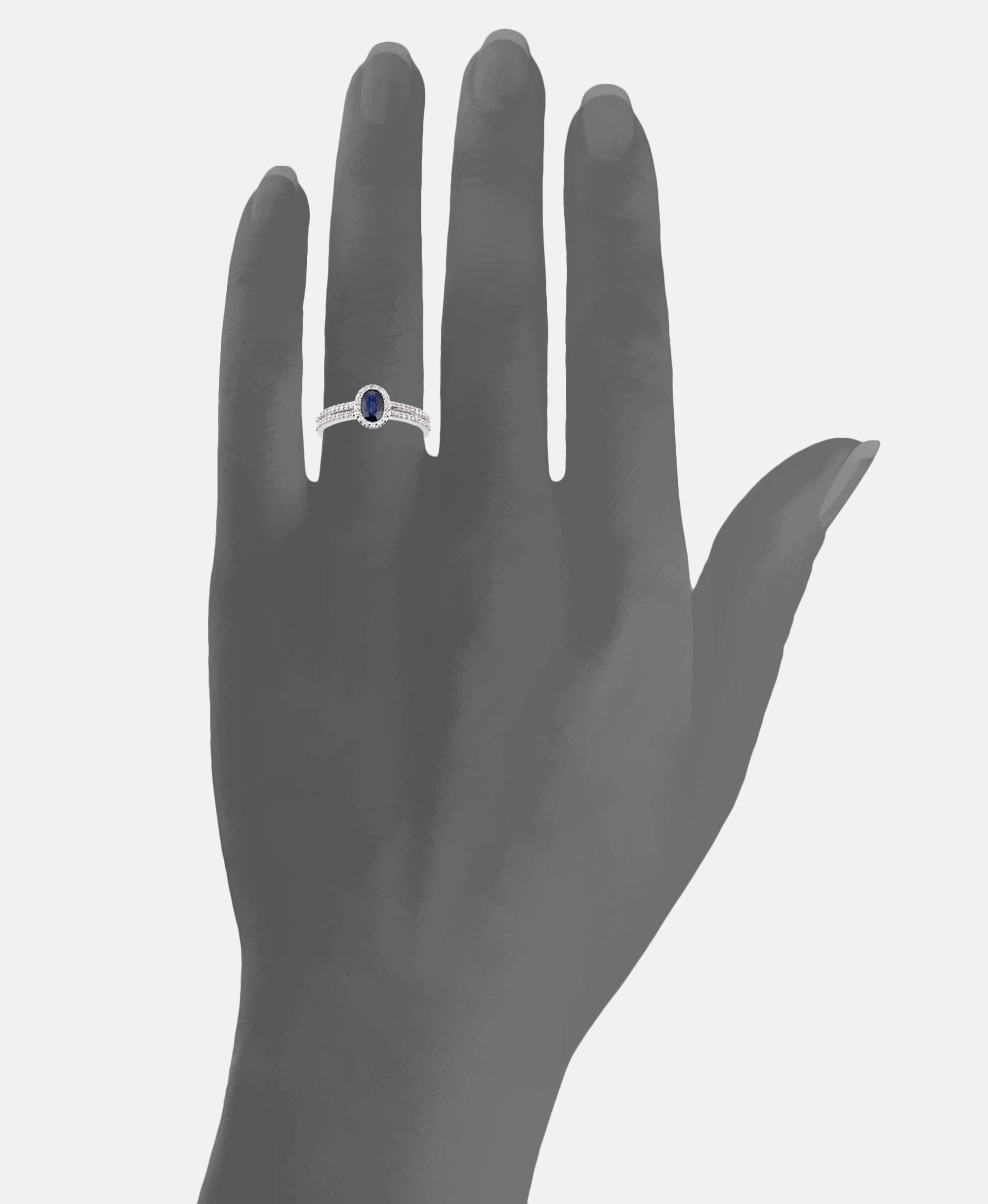 Ring aus 750 Weißgold mit Diamant mit Saphir