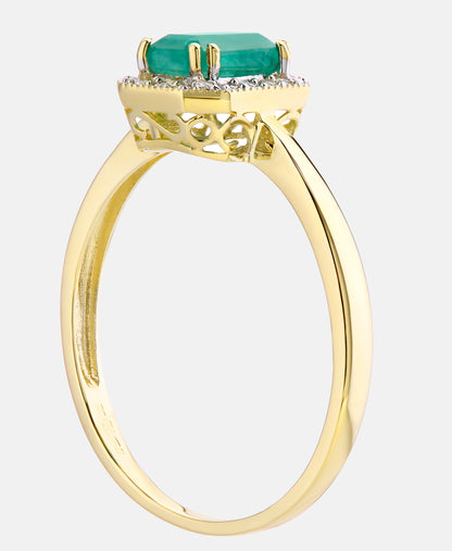 Ring aus 375 Gelbgold mit Diamant mit Smaragd