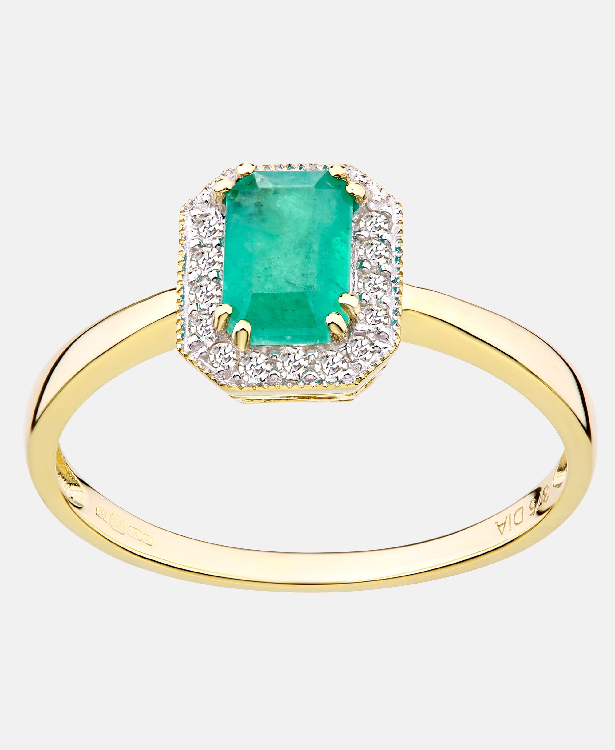 Ring aus 375 Gelbgold mit Diamant mit Smaragd