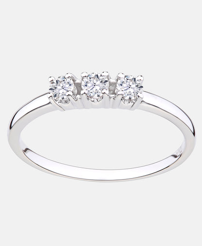 Trilogie-Ring aus 750 Weißgold mit 0.2 Karat Diamant