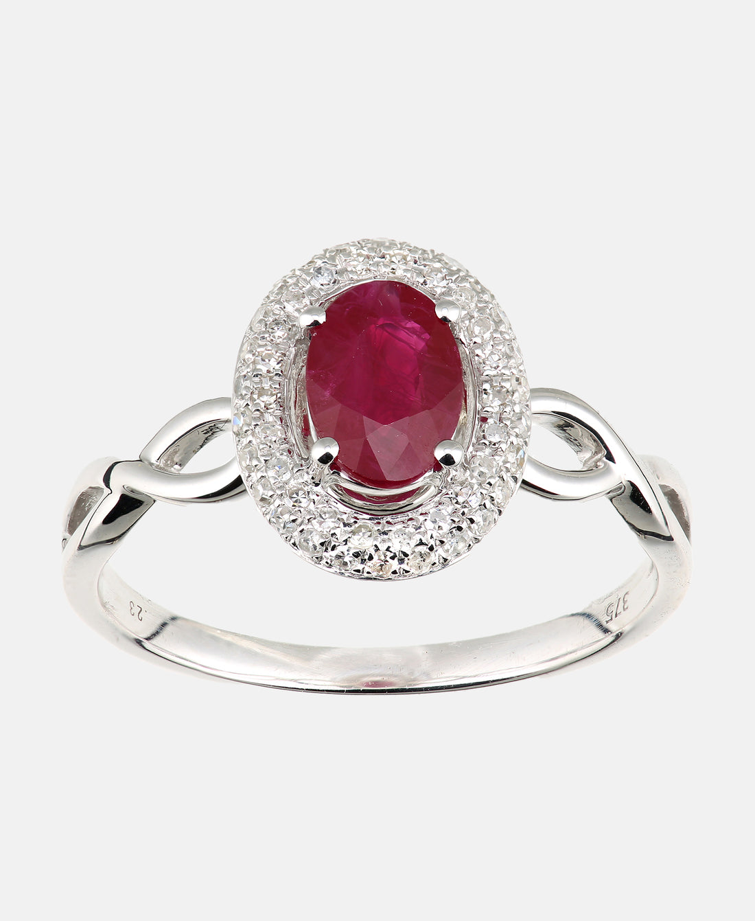 Ring aus 375 Weißgold mit Diamant mit Rubin