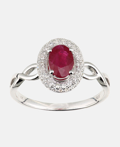 Ring aus 375 Weißgold mit Diamant mit Rubin