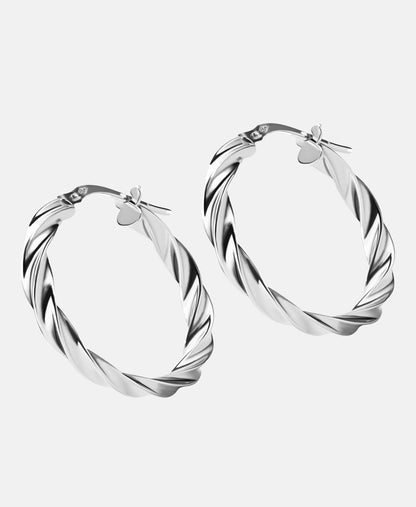 Hoop earrings in 585 (14K) White Gold