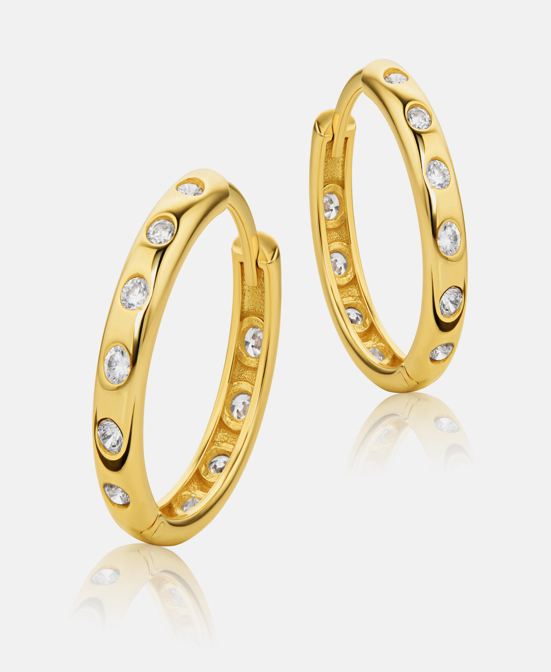 Hoop earrings in 585 (14K) Yellow Gold with Cubic Zirconia