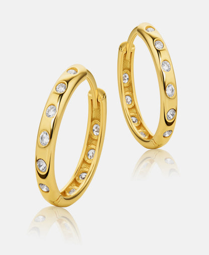 Hoop earrings in 585 (14K) Yellow Gold with Cubic Zirconia