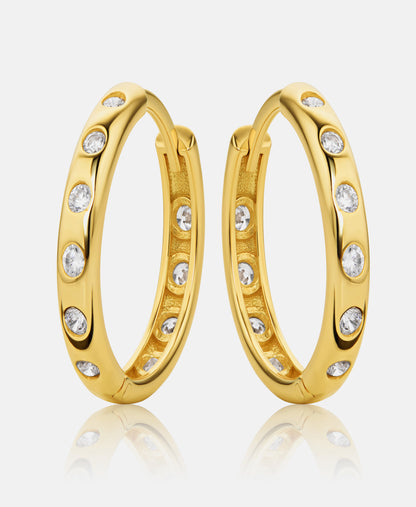 Hoop earrings in 585 (14K) Yellow Gold with Cubic Zirconia