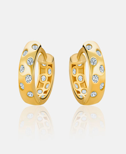 Hoop earrings in 585 (14K) Yellow Gold with Cubic Zirconia