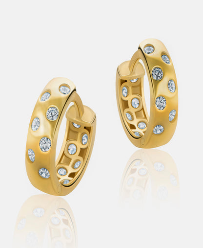 Hoop earrings in 585 (14K) Yellow Gold with Cubic Zirconia