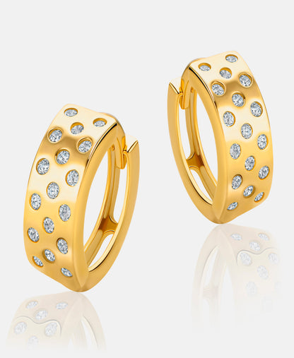 Hoop earrings in 585 (14K) Yellow Gold with Cubic Zirconia