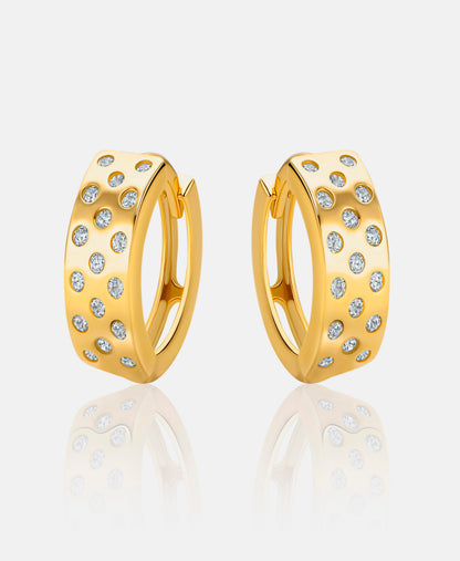 Hoop earrings in 585 (14K) Yellow Gold with Cubic Zirconia