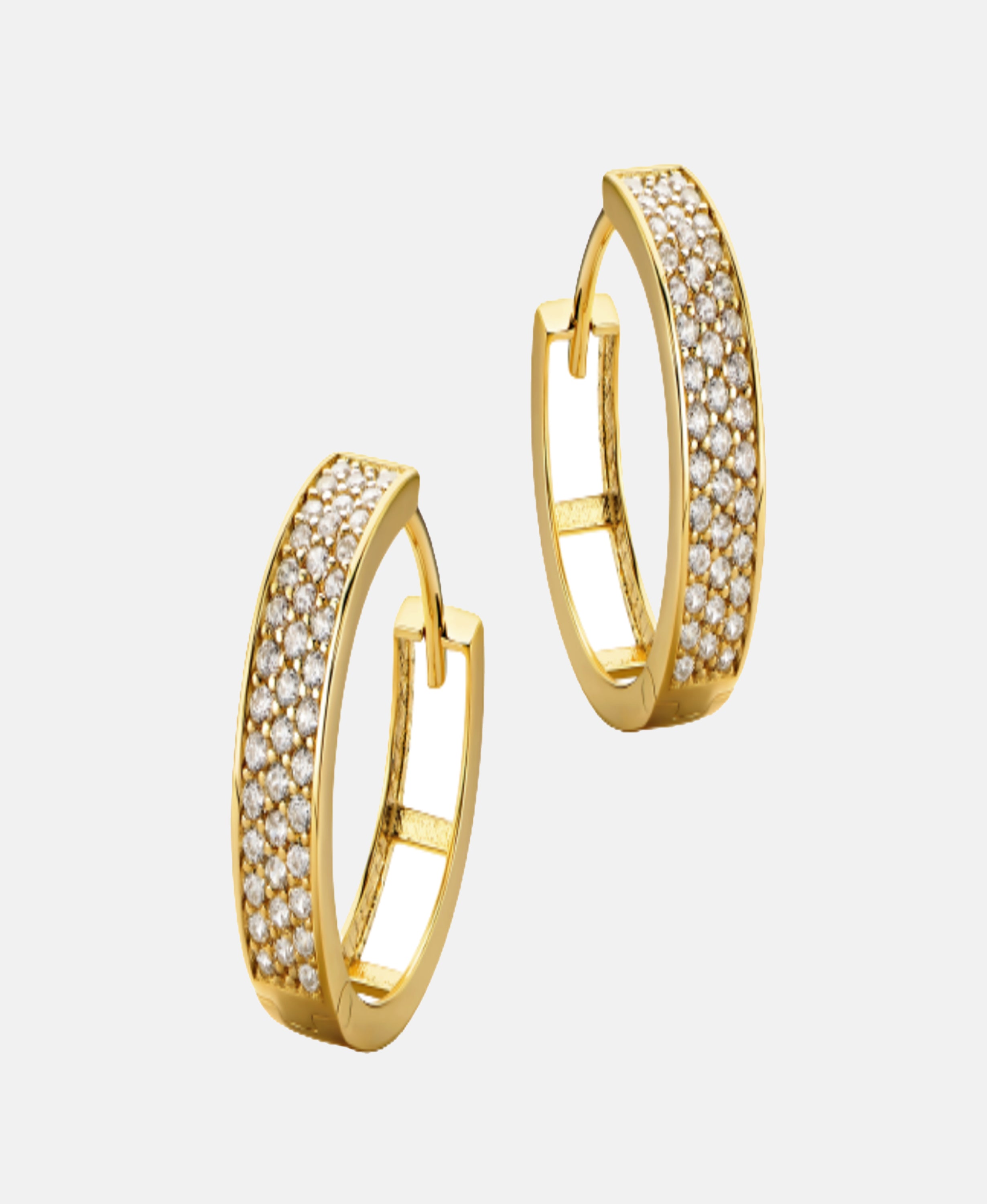 Hoop earrings in 585 (14K) Yellow Gold with Cubic Zirconia