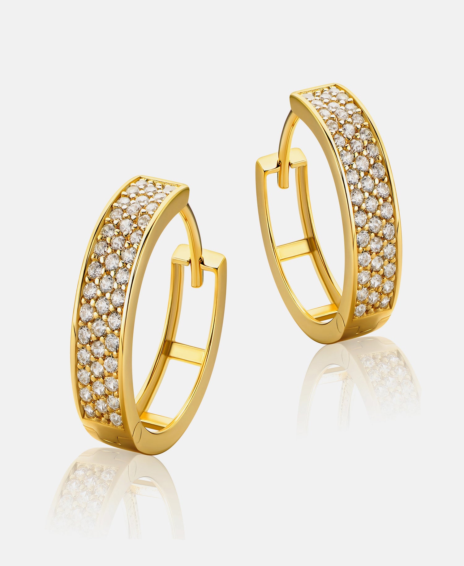 Hoop earrings in 585 (14K) Yellow Gold with Cubic Zirconia