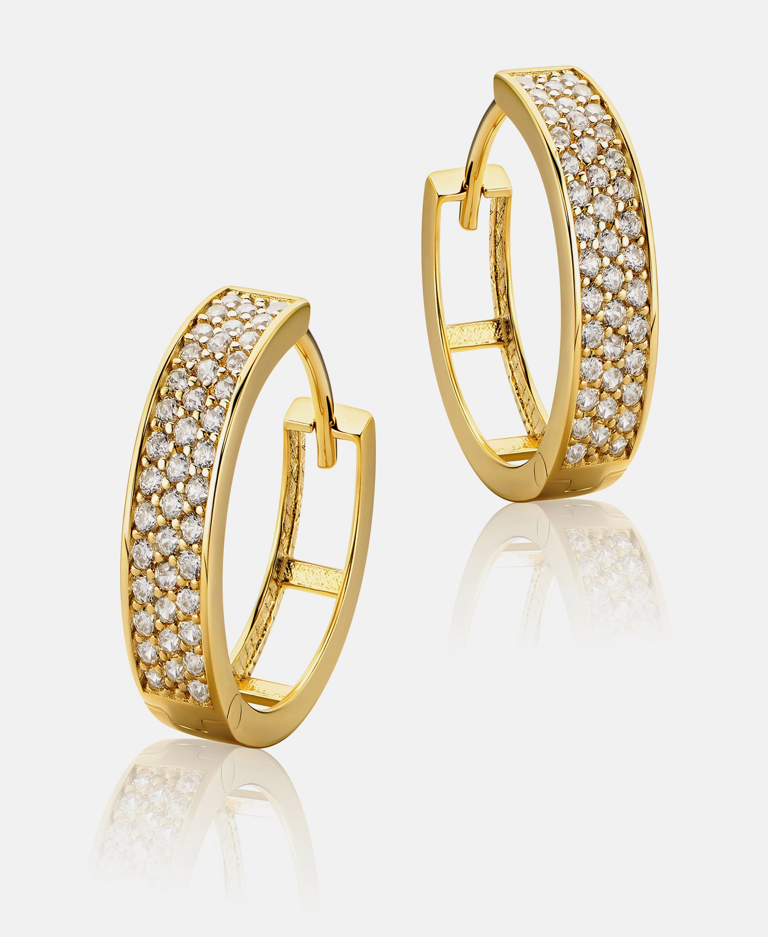Hoop earrings in 585 (14K) Yellow Gold with Cubic Zirconia