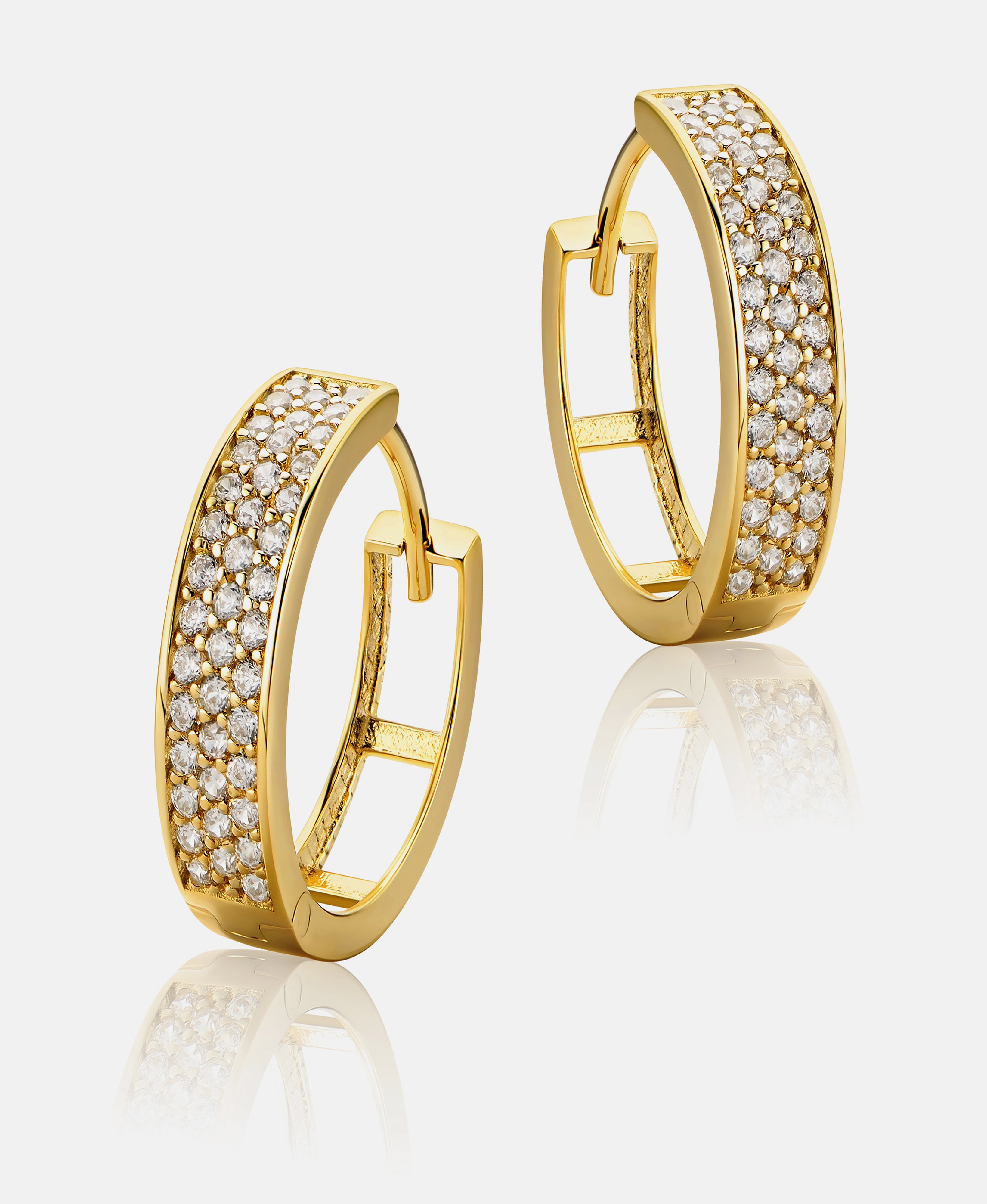 Hoop earrings in 585 (14K) Yellow Gold with Cubic Zirconia