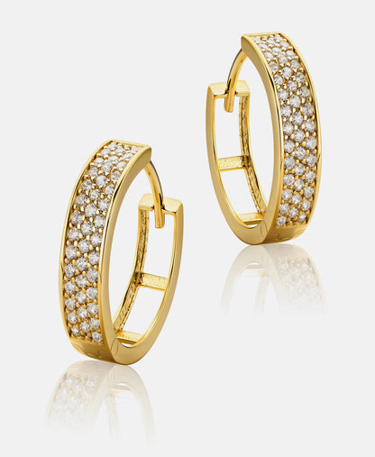 Hoop earrings in 585 (14K) Yellow Gold with Cubic Zirconia
