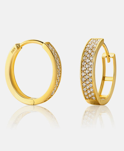 Hoop earrings in 585 (14K) Yellow Gold with Cubic Zirconia