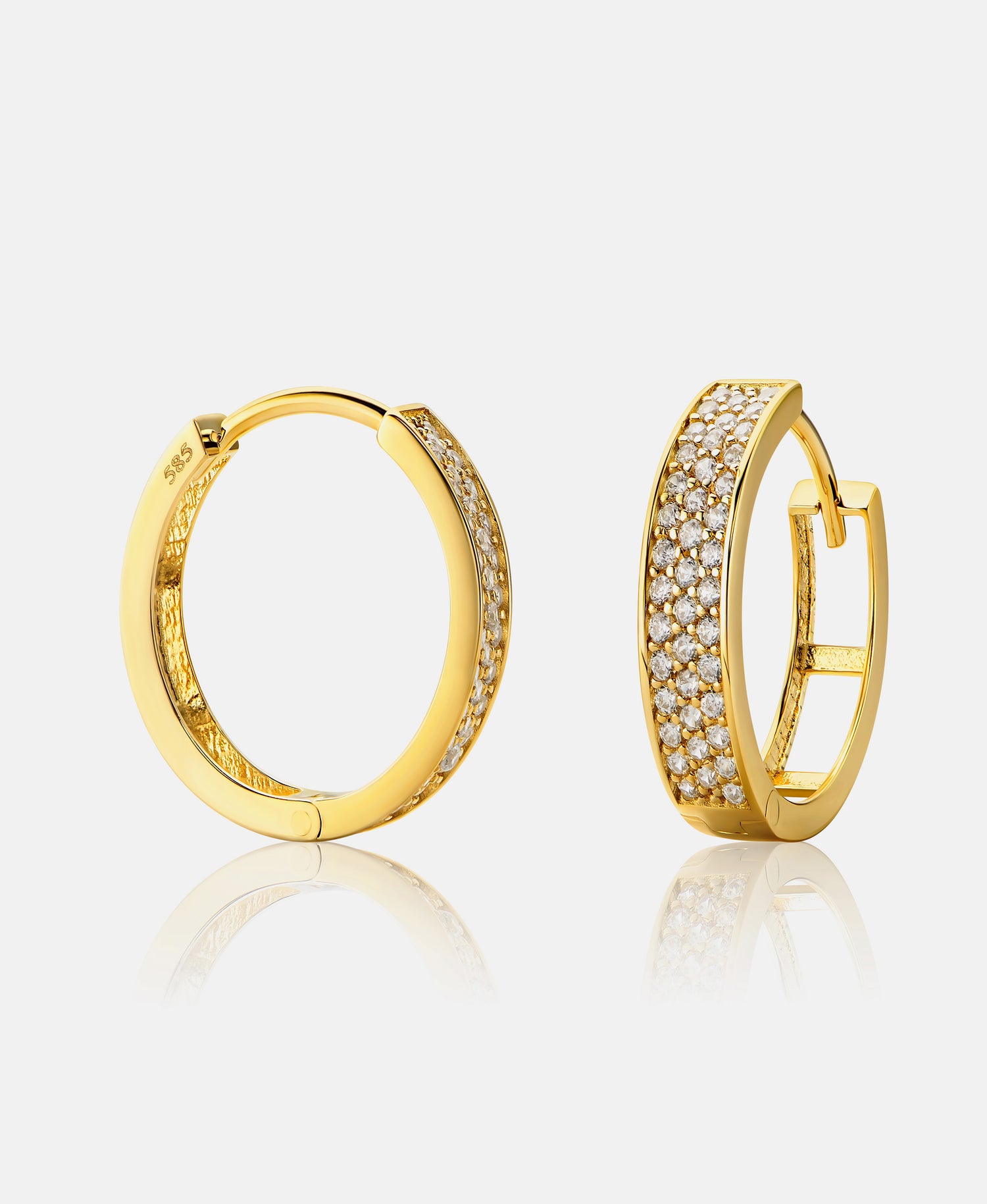 Hoop earrings in 585 (14K) Yellow Gold with Cubic Zirconia