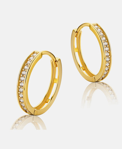 Hoop earrings in 585 (14K) Yellow Gold with Cubic Zirconia