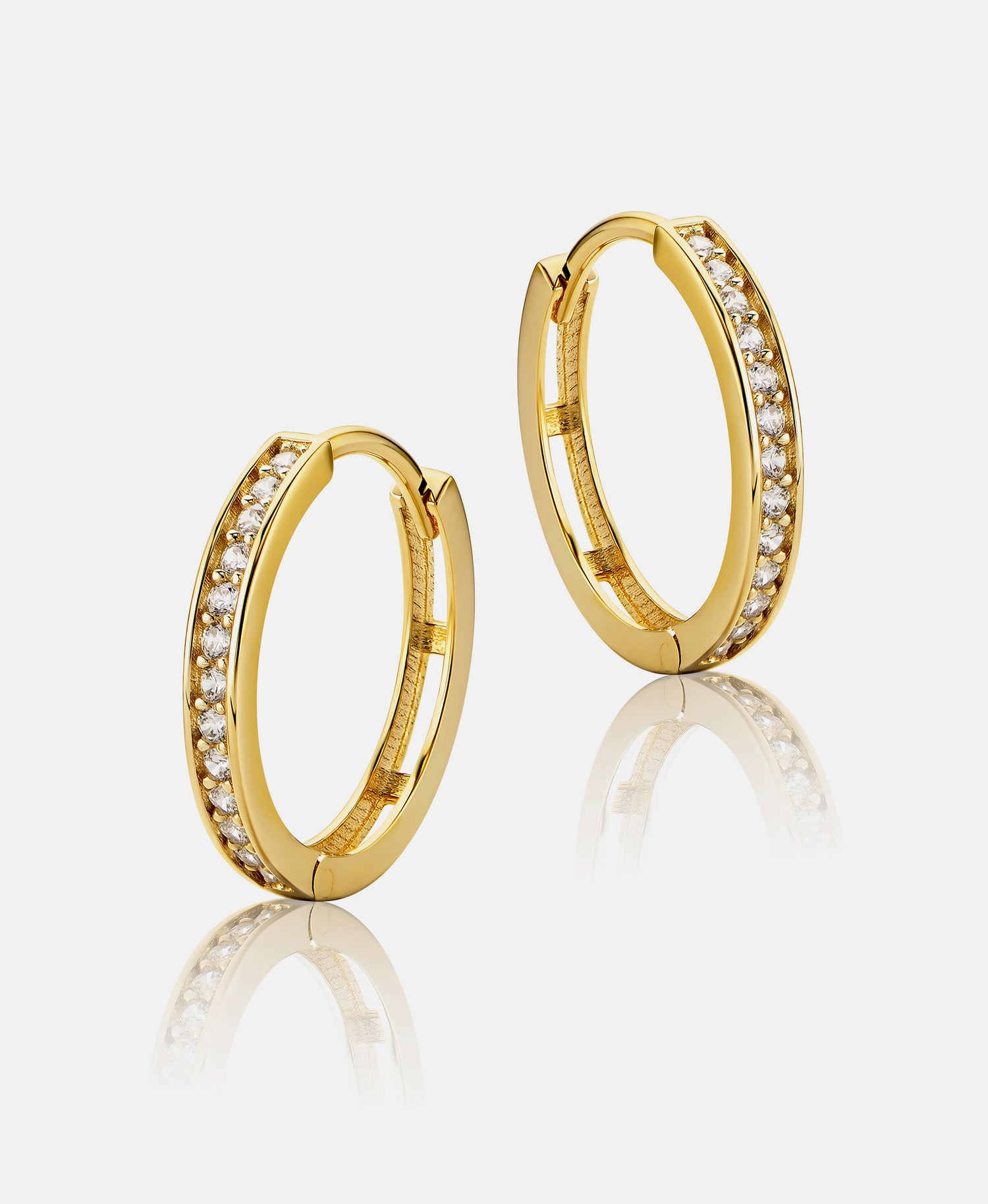 Hoop earrings in 585 (14K) Yellow Gold with Cubic Zirconia