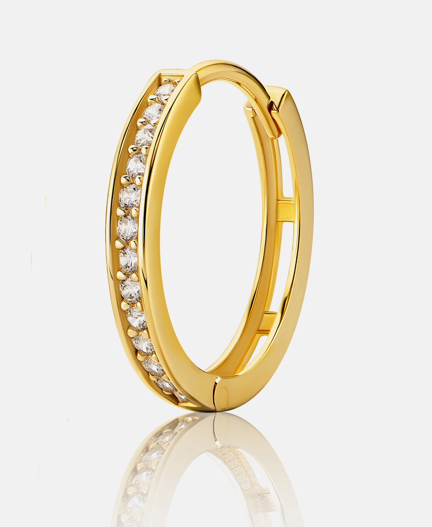 Hoop earrings in 585 (14K) Yellow Gold with Cubic Zirconia