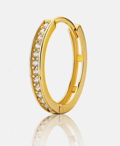 Hoop earrings in 585 (14K) Yellow Gold with Cubic Zirconia