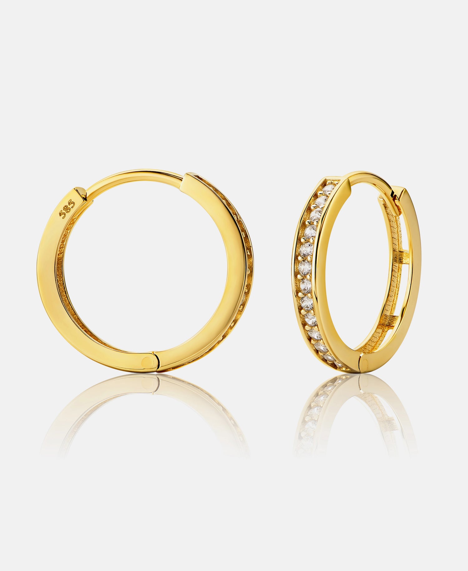 Hoop earrings in 585 (14K) Yellow Gold with Cubic Zirconia