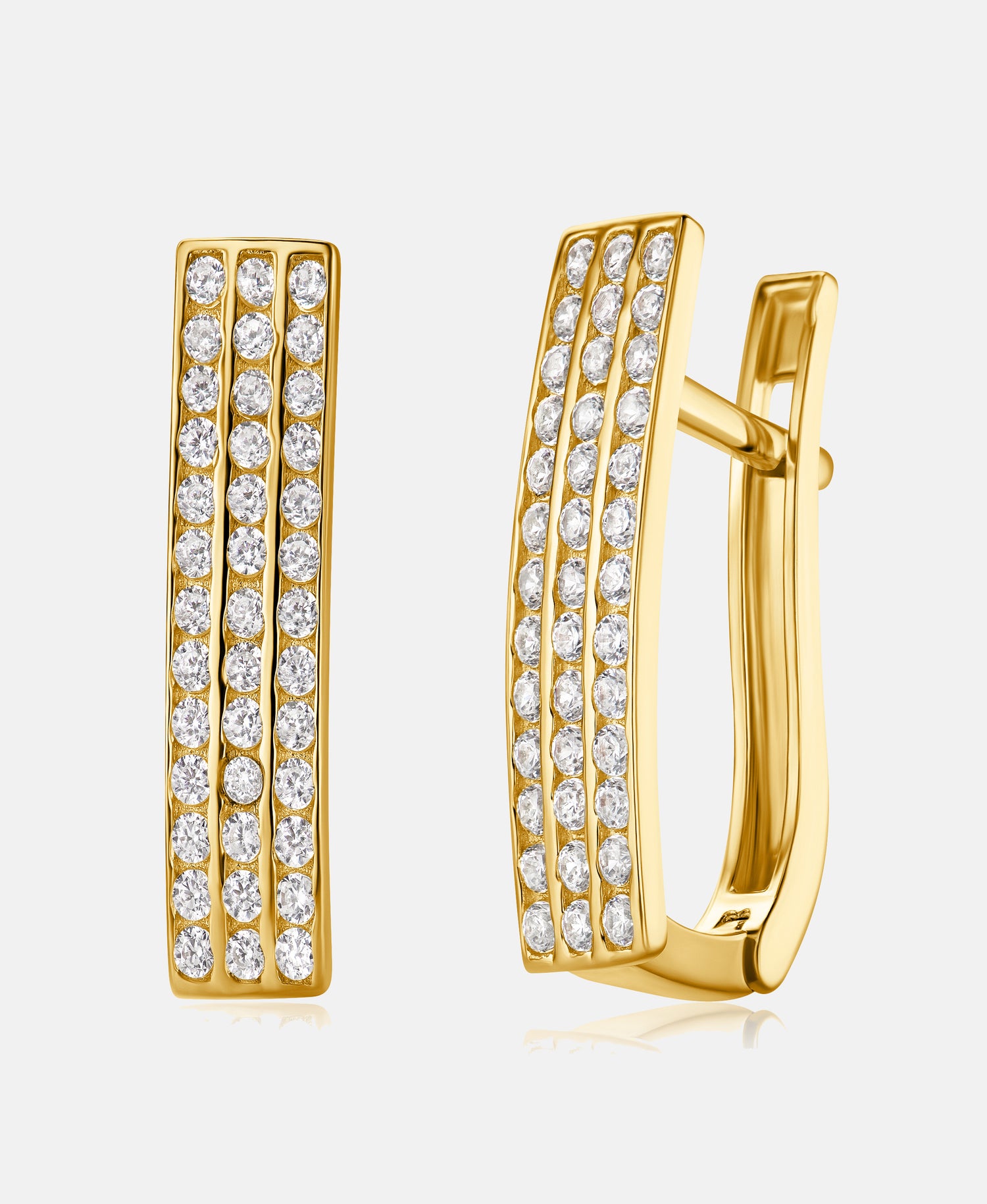 Hoop earrings in 585 (14K) Yellow Gold with Cubic Zirconia