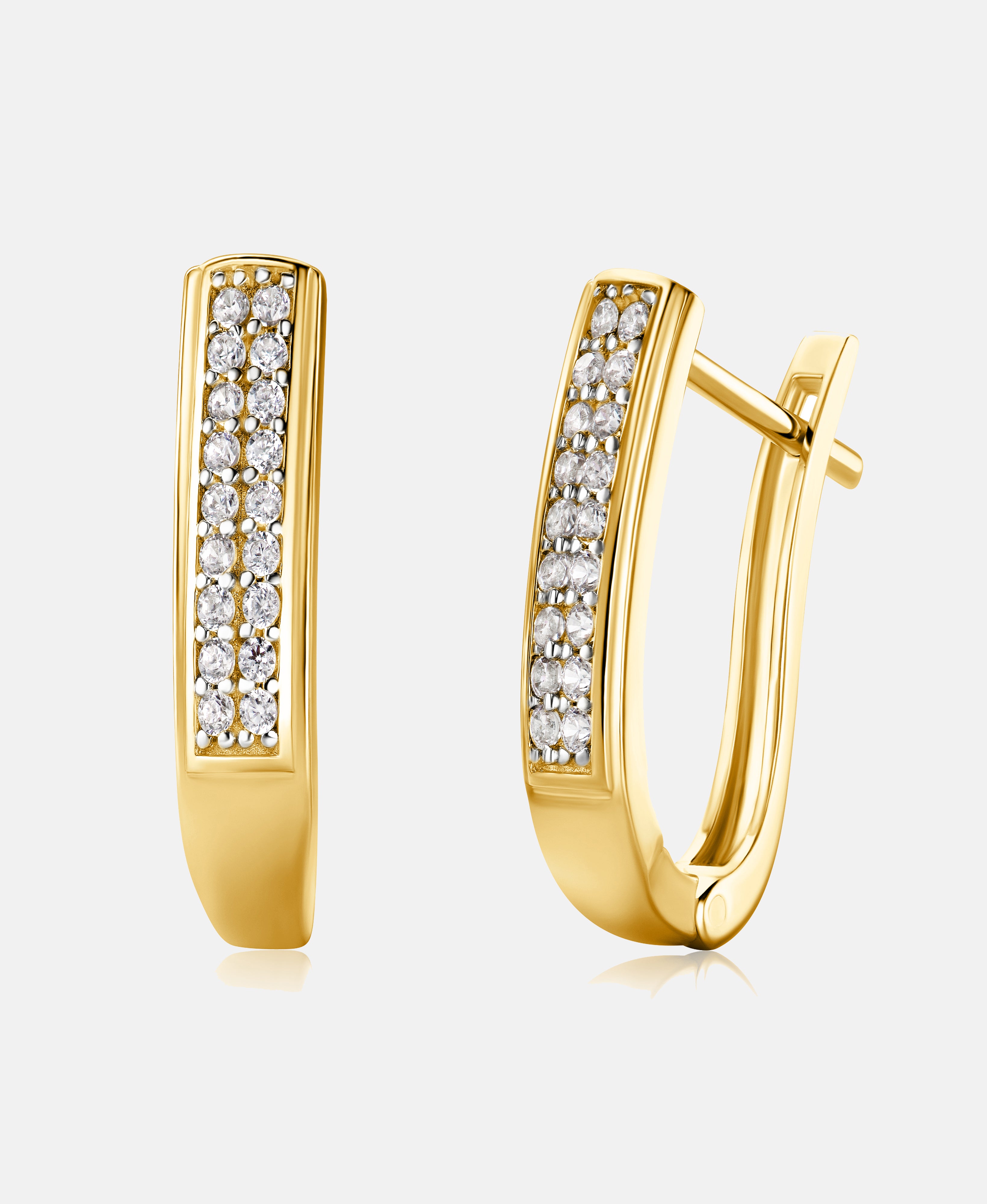Hoop earrings in 585 (14K) Yellow Gold with Cubic Zirconia