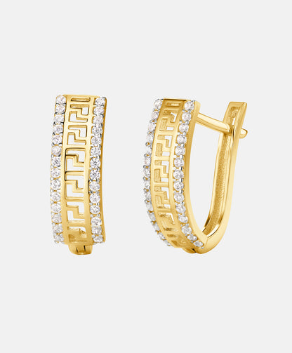 Hoop earrings in 585 (14K) Yellow Gold with Cubic Zirconia