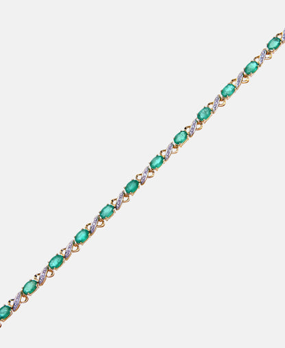 Armband aus 375 Gelbgold mit Diamant mit Smaragd
