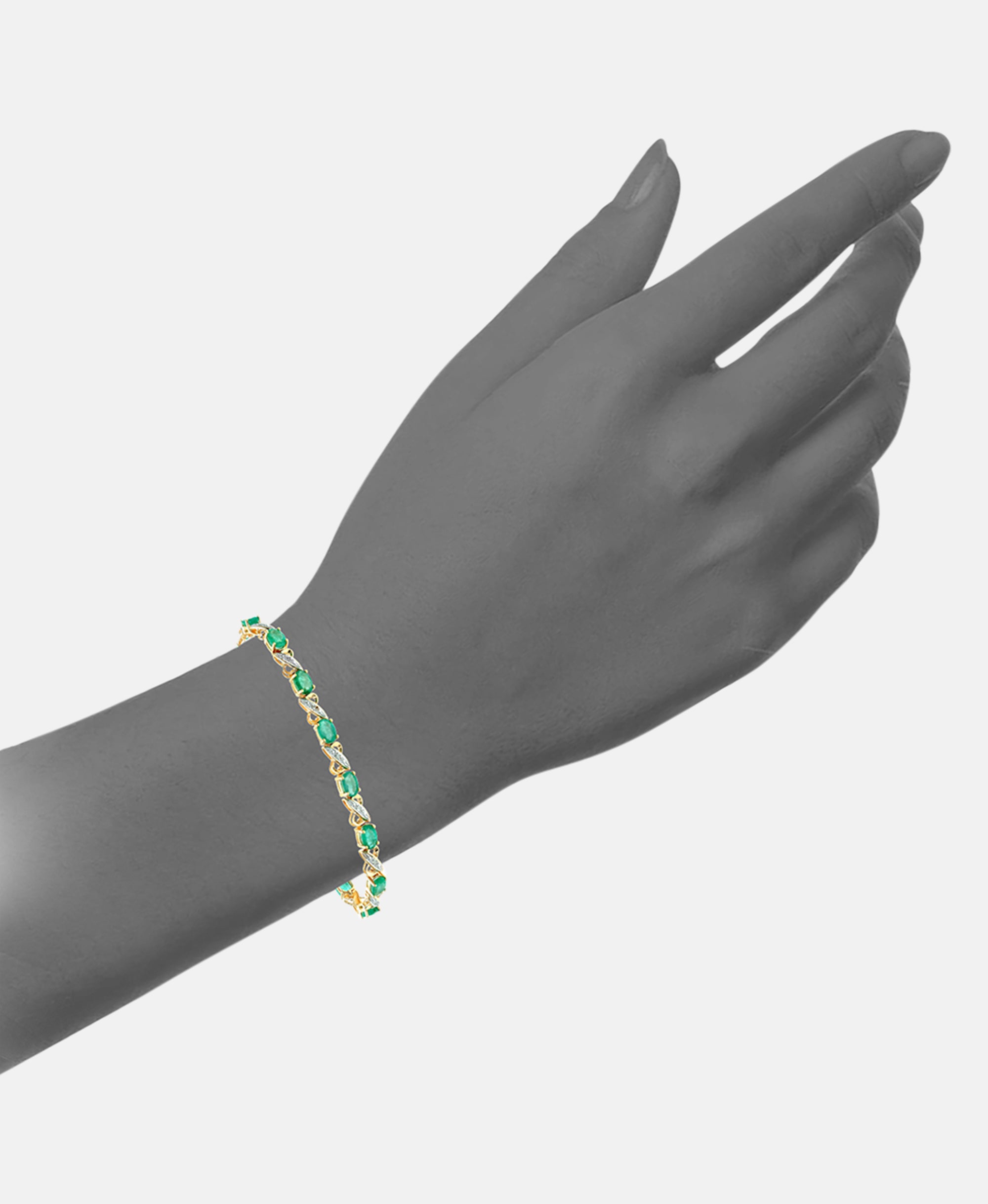 Armband aus 375 Gelbgold mit Diamant mit Smaragd