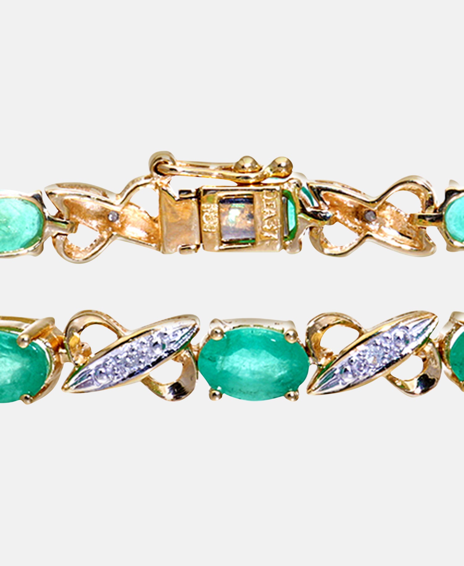 Armband aus 375 Gelbgold mit Diamant mit Smaragd