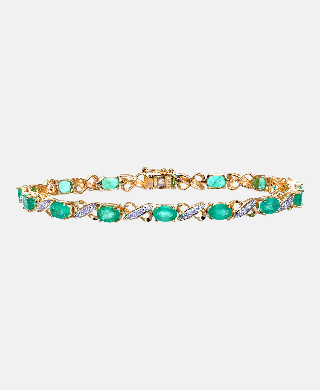 Armband aus 375 Gelbgold mit Diamant mit Smaragd
