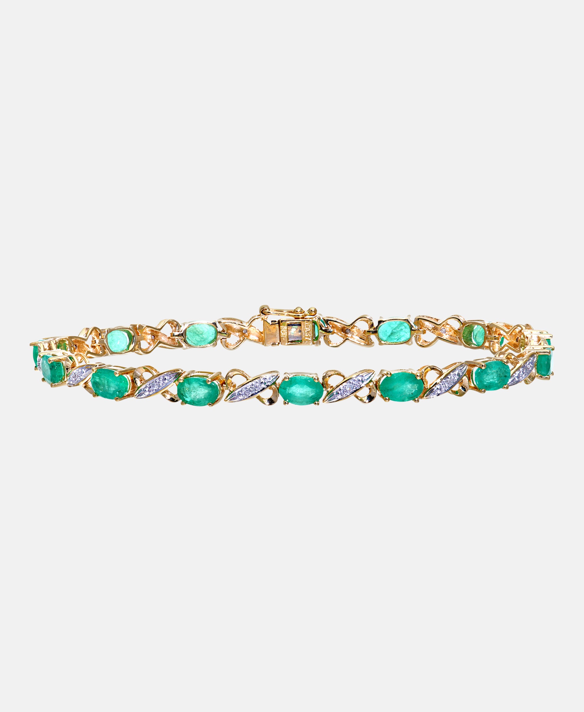 Armband aus 375 Gelbgold mit Diamant mit Smaragd