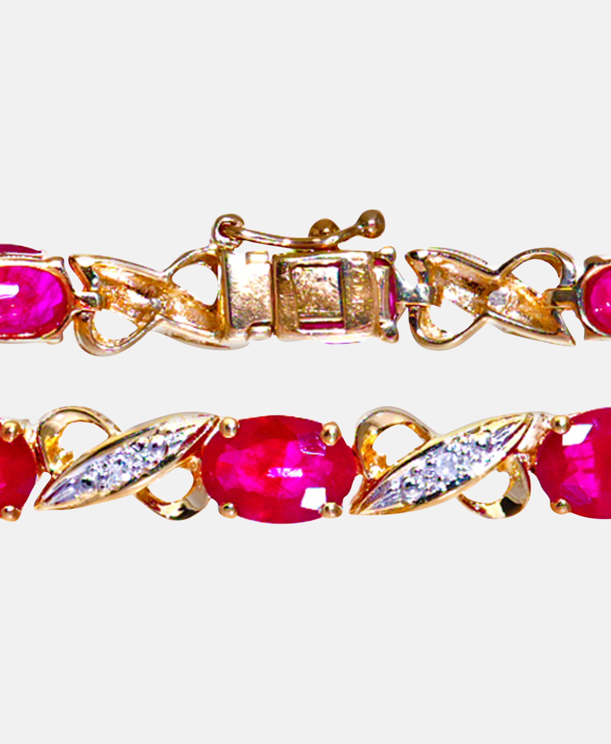Armband aus 375 Gelbgold mit Diamant mit Rubin